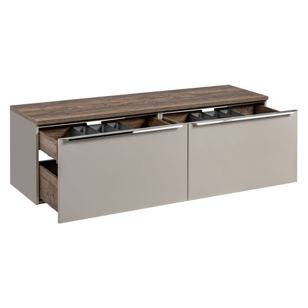 Szafka pod Umywalkę z Blatem 160 cm z Szufladami Vintage Wisząca Szary Krzem Matowy Nowoczesny SANTA FE TAUPE Comad