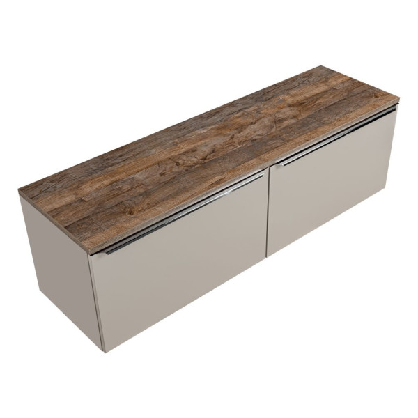 Szafka pod Umywalkę z Blatem 160 cm z Szufladami Vintage Wisząca Szary Krzem Matowy Nowoczesny SANTA FE TAUPE Comad