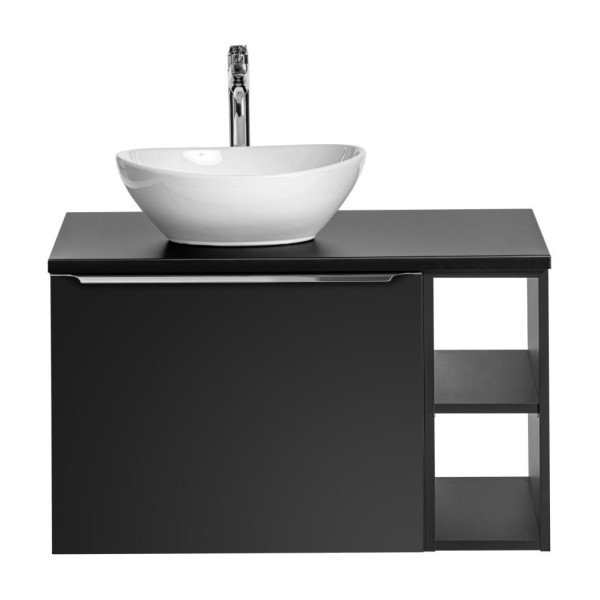 Szafka z Umywalką Regałem 80 cm do Łazienki Loft Czarny Matowy Nowoczesny SANTA FE BLACK Comad