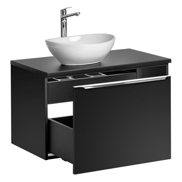 Szafka z Umywalką Regałem 80 cm do Łazienki Loft Czarny Matowy Nowoczesny SANTA FE BLACK Comad