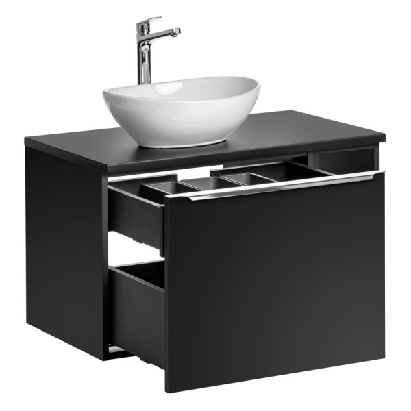 Szafka z Umywalką Regałem 80 cm do Łazienki Loft Czarny Matowy Nowoczesny SANTA FE BLACK Comad