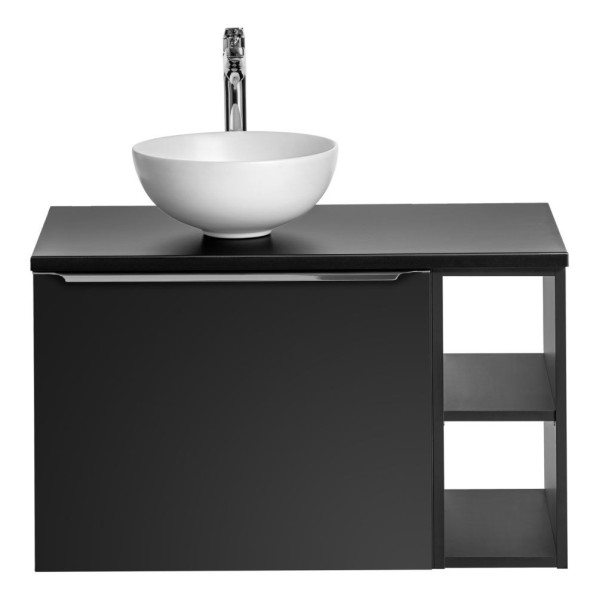 Szafka z Umywalką Nablatową Regałem 80 cm Wisząca Nowoczesna Matowa Czarna Loft SANTA FE BLACK Comad
