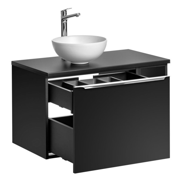 Szafka z Umywalką Nablatową Regałem 80 cm Wisząca Nowoczesna Matowa Czarna Loft SANTA FE BLACK Comad