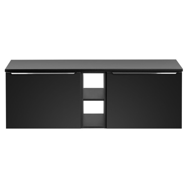 Nowoczesna Szafka pod Umywalkę z Blatem 140 cm z Szufladami do Łazienki Loft Wisząca Czarny Mat SANTA FE BLACK Comad