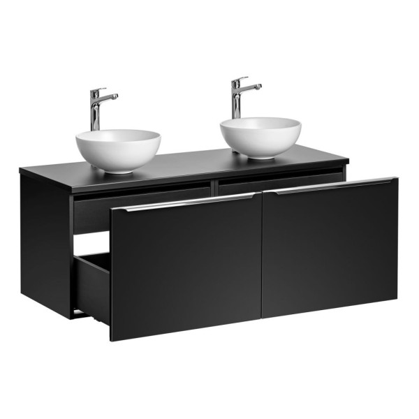 Podwójna Szafka z Umywalką Nablatową 120 cm Wisząca z Szufladami Czarny Matowy do Łazienki Loft SANTA FE BLACK Comad