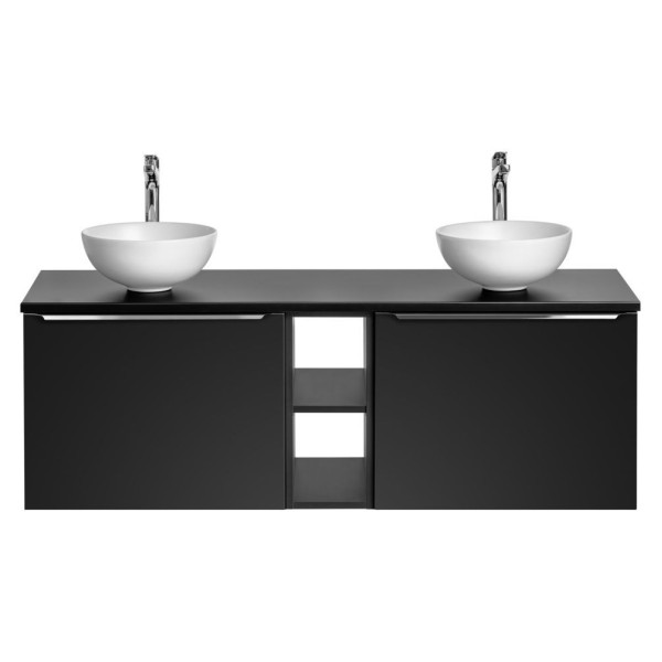 Nowoczesna Szafka z Umywalką Nablatową 140 cm z Szufladami Czarny Matowy Loft SANTA FE BLACK Comad