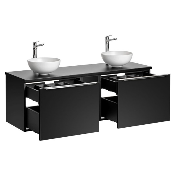 Nowoczesna Szafka z Umywalką Nablatową 140 cm z Szufladami Czarny Matowy Loft SANTA FE BLACK Comad