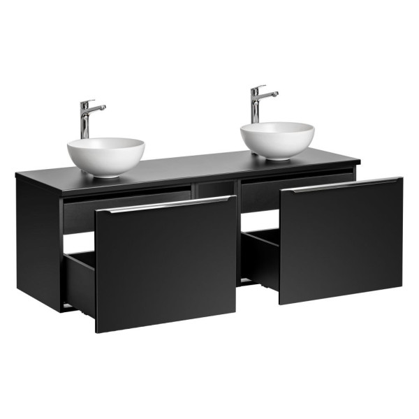 Nowoczesna Szafka z Umywalką Nablatową 140 cm z Szufladami Czarny Matowy Loft SANTA FE BLACK Comad