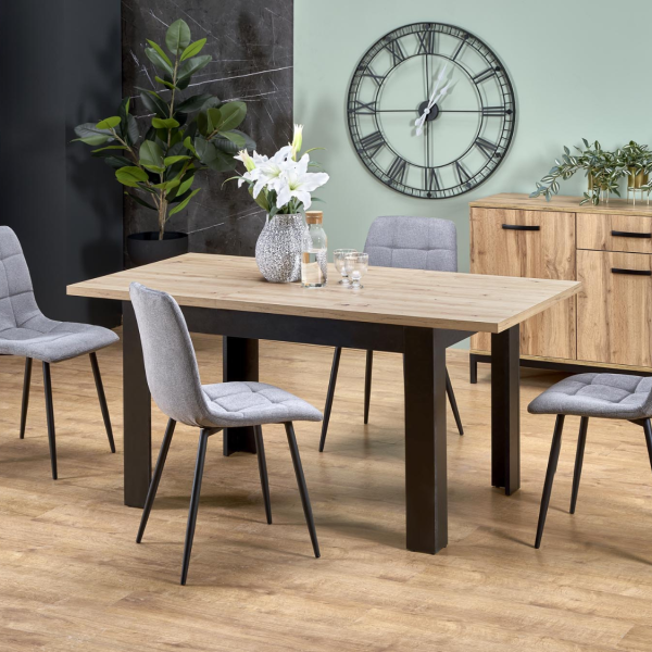 Stół Rozkładany 120-160/80 cm BAGIO Dąb Artisan Czarny Aranżacja