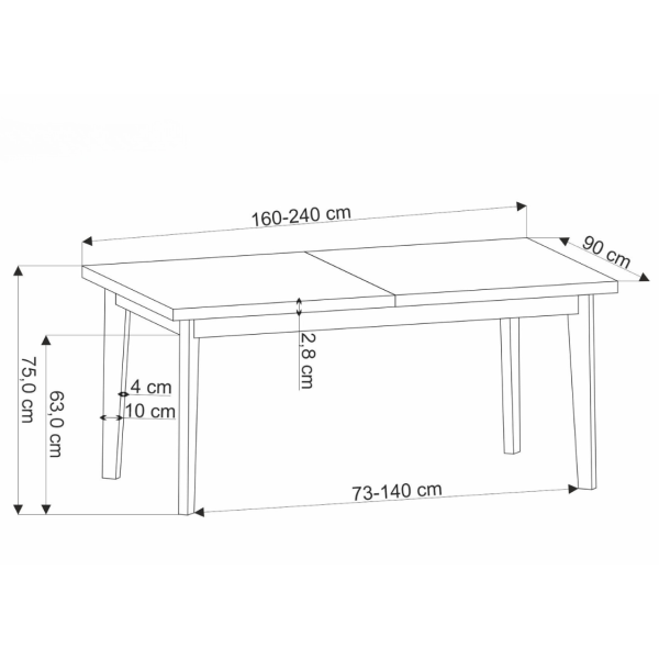 Stół Rozkładany EDMONDO Dąb Naturalny Halmar Wymiary