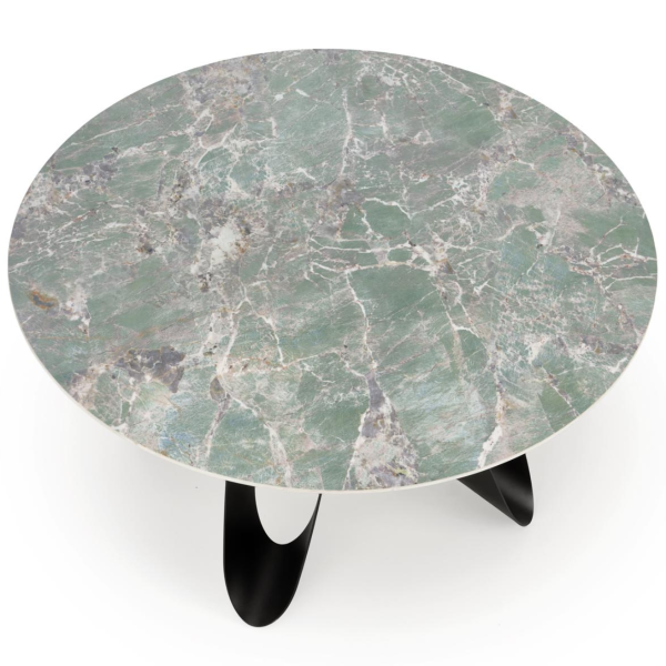 Stół Okrągły GIOVANI Zielony Marmur Czarny Halmar z Góry