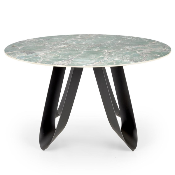 Stół Okrągły GIOVANI Zielony Marmur Czarny Halmar Front