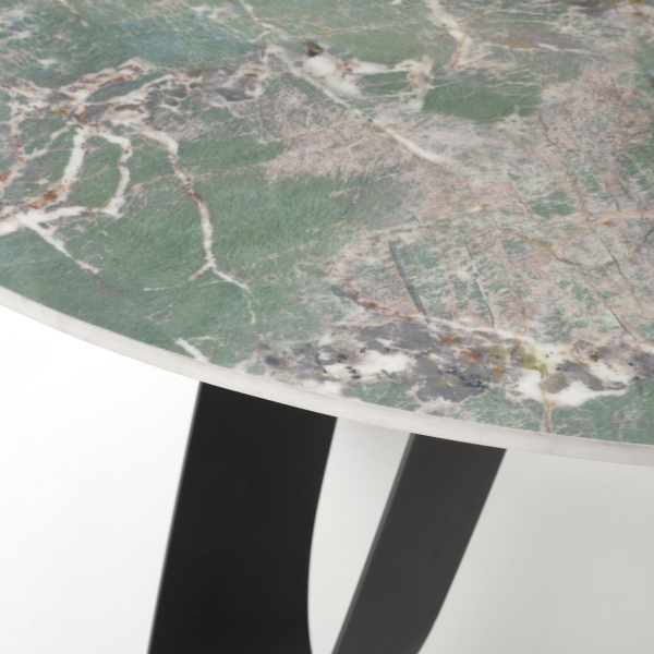 Stół Okrągły GIOVANI Zielony Marmur Czarny Halmar Zbliżenie