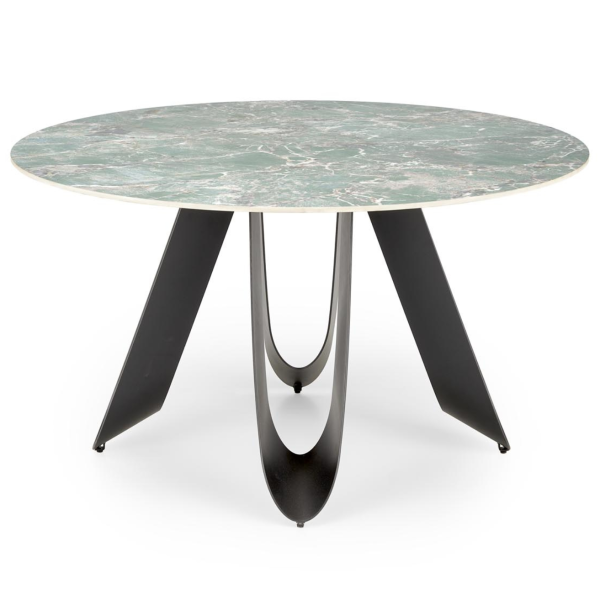 Stół Okrągły GIOVANI Zielony Marmur Czarny Halmar