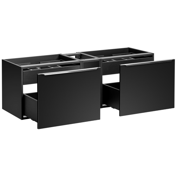 Szafka z Umywalką Nablatową 140 cm Łączona z Regałem do Łazienki Loft Czarna Matowa Nowoczesna SANTA FE Comad