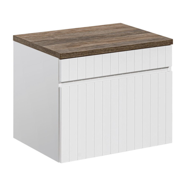 Zestaw Mebli Łazienkowych 60 cm Dąb Vintage Meble do Łazienki z Lustrem Matowa Biel ICONIC Comad