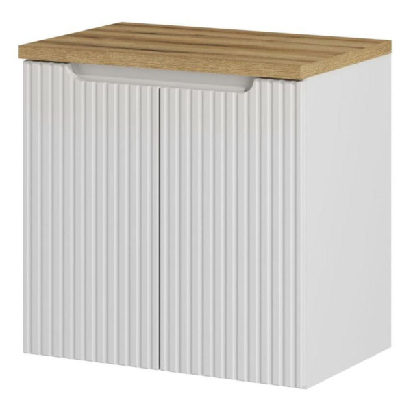 Szafka pod Umywalkę z Blatem 60 cm Ryflowana Wisząca do Łazienki Biała NOVA Comad