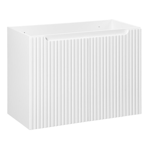 Biała Szafka pod Umywalkę z Blatem 80 cm Łazienkowa Ryflowane Fronty 2 Drzwiowa Matowa Biała NOVA Comad