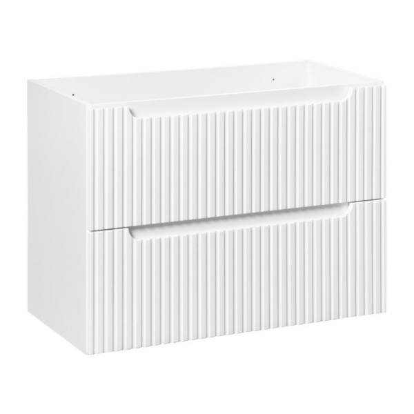 Nowoczesna Szafka pod Umywalkę z Blatem 80 cm do Łazienki Boho z Szufladami Ryflowana Biały Mat NOVA Comad