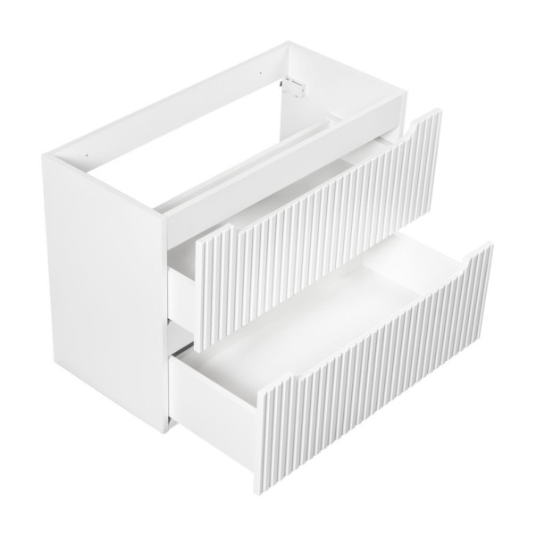 Nowoczesna Szafka pod Umywalkę z Blatem 80 cm do Łazienki Boho z Szufladami Ryflowana Biały Mat NOVA Comad