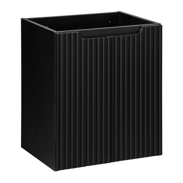 Ryflowana Szafka pod Umywalkę z Blatem 50 cm Łazienkowa 2 Drzwiowa Nowoczesna Czarna Matowa NOVA Comad
