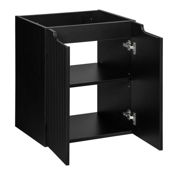 Ryflowana Szafka pod Umywalkę z Blatem 50 cm Łazienkowa 2 Drzwiowa Nowoczesna Czarna Matowa NOVA Comad