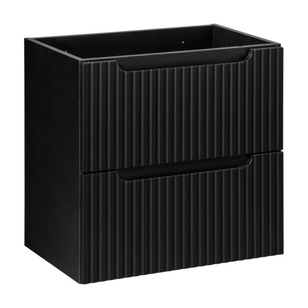 Szafka pod Umywalkę z Blatem 60 cm Ryflowana Łazienkowa z Szufladami Matowy Nowoczesny Czarny NOVA Comad