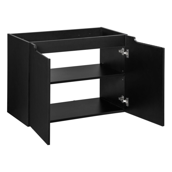 Szafka pod Umywalkę z Blatem 80 cm do Łazienki 2 Drzwiowa Ryflowana Matowa Czarna NOVA Comad