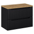 Nowoczesne Meble Łazienkowe 80 cm Wiszący Komplet do Łazienki Ryflowany Czarny Mat NOVA Comad