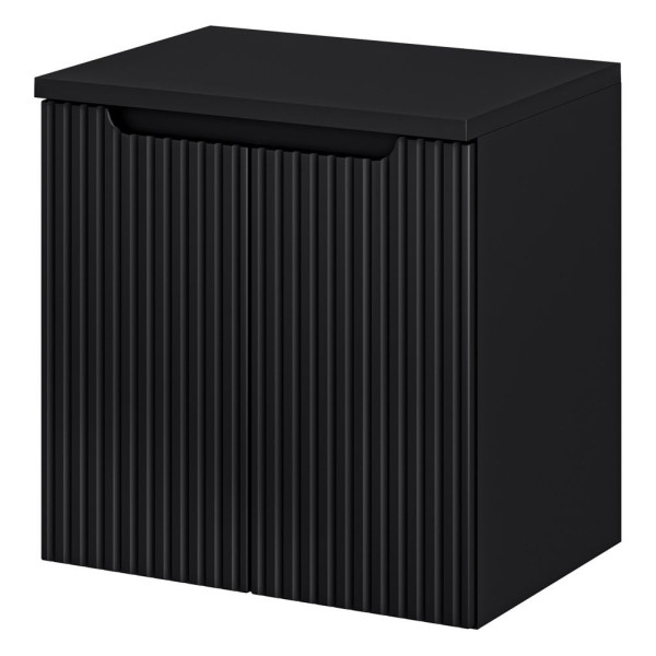 Szafka pod Umywalkę z Blatem 60 cm Łazienkowa Ryflowana 2 Drzwiowa Czarny Nowoczesny Mat NOVA Comad