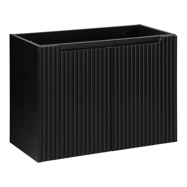 Szafka pod Umywalkę z Blatem 80 cm 2 Drzwiowa Ryflowane Frony Czarna Nowoczesna Matowa NOVA Comad