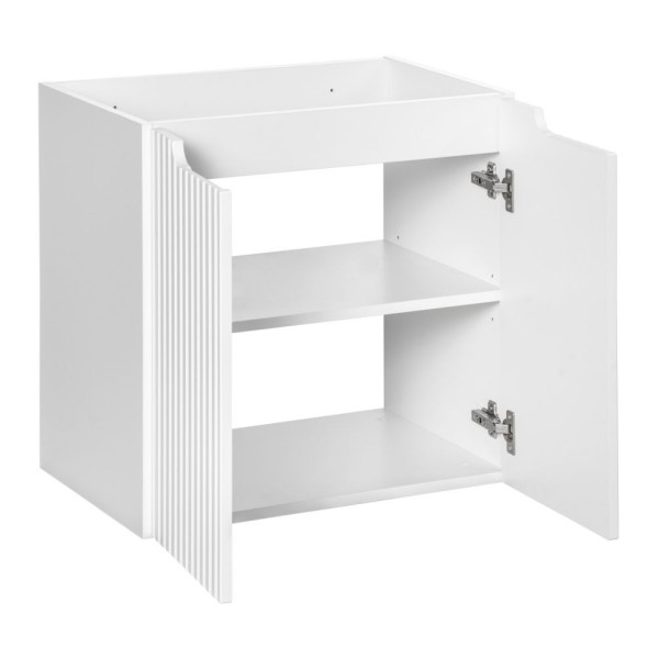 Nowoczesna Szafka pod Umywalkę z Blatem 60 cm Ryflowana do Łazienki Biała Matowa NOVA Comad