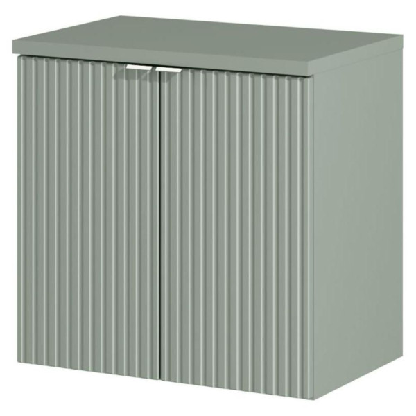 Ryflowana Szafka pod Umywalkę 60 cm 2 Drzwiowa Nowoczesna Szałwiowa Zieleń LINE REED GREEN Comad