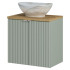 Szałwiowa Szafka z Umywalką Nablatową 60 cm Ryflowana 2 Drzwiowa Nowoczesna Zielona LINE REED GREEN Comad