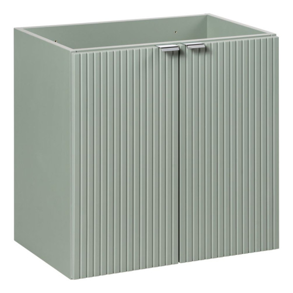 Ryflowana Szafka z Umywalką 60 cm do Łazienki 2 Drzwiowa Szałwiowy Zielony Mat LINE REED GREEN Comad