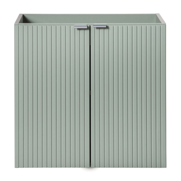 Ryflowana Szafka z Umywalką 60 cm do Łazienki 2 Drzwiowa Szałwiowy Zielony Mat LINE REED GREEN Comad