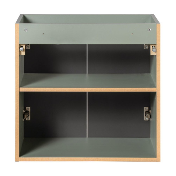 Ryflowana Szafka z Umywalką 60 cm do Łazienki 2 Drzwiowa Szałwiowy Zielony Mat LINE REED GREEN Comad