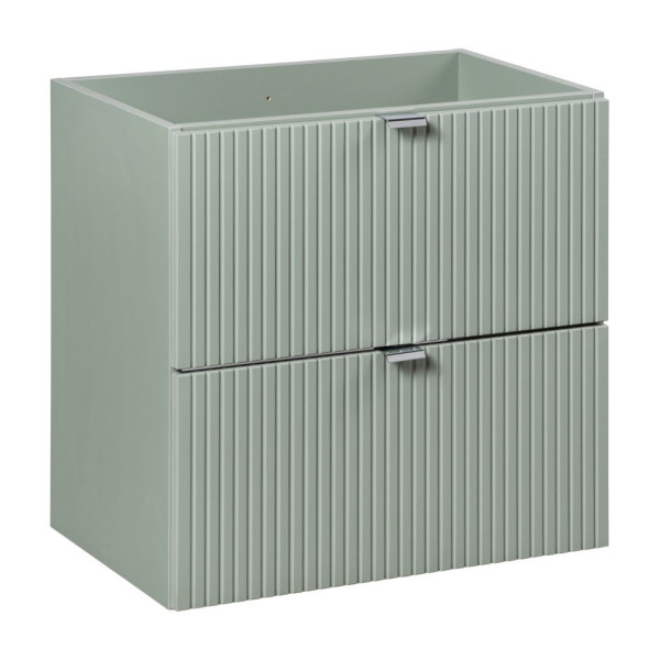 Szafka pod Umywalkę z Blatem 60 cm do Łazienki z Szufladami Nowoczesny Ryflowany Szałwiowy Mat LINE REED GREEN Comad