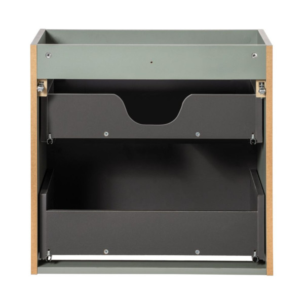 Szafka pod Umywalkę z Blatem 60 cm do Łazienki z Szufladami Nowoczesny Ryflowany Szałwiowy Mat LINE REED GREEN Comad