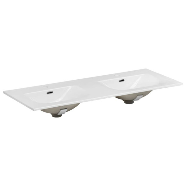Nowoczesne Meble Łazienkowe 120 cm Podwójne z Umywalką do Łazienki Ryflowany Beżowy ADEL CASHMERE Comad