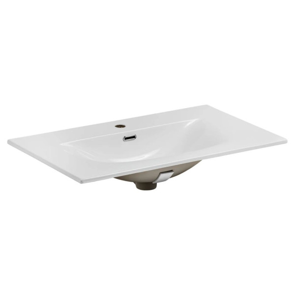 Szafka z Umywalką Wpuszczaną 80 cm Nowoczesny Beż Ryflowana z Szufladami ADEL CASHMERE Comad