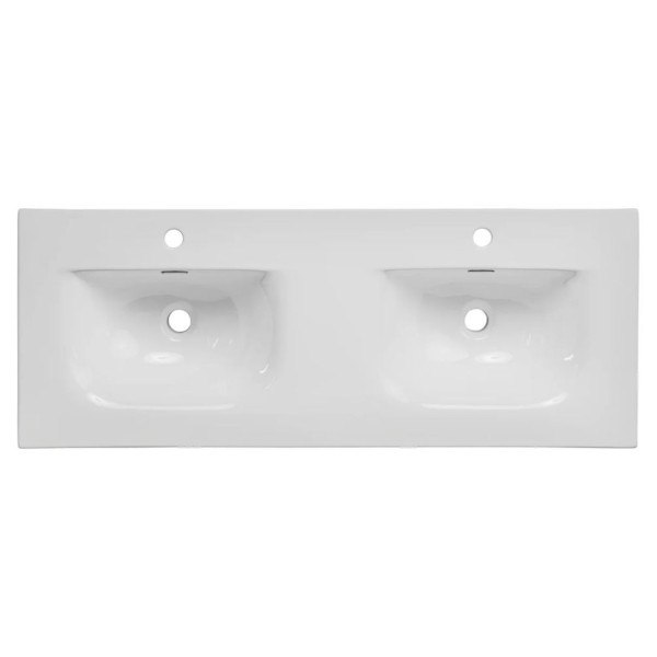 Szafka z Umywalką Wpuszczaną 120 cm Nowoczesna z Szufladami Podwójna Ryflowana Beż ADEL CASHMERE Comad