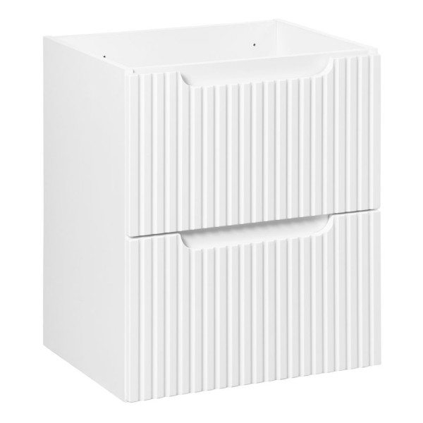 Nowoczesna Szafka pod Umywalkę 50 cm z Blatem Biała Ryflowana Dąb Evoke Coast NOVA WHITE Comad