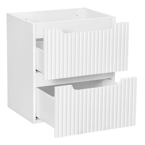 Nowoczesna Szafka pod Umywalkę 50 cm z Blatem Biała Ryflowana Dąb Evoke Coast NOVA WHITE Comad