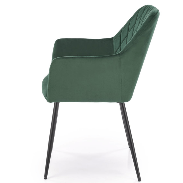 Krzesło Welurowe Z Podłokietnikami Do Salonu Jadalni Loft Zielone K558 Halmar