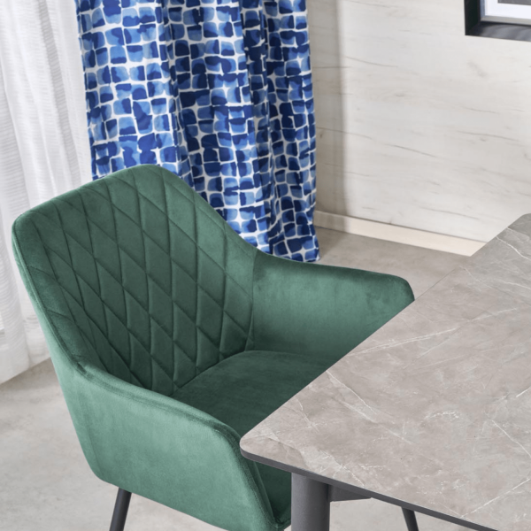 Krzesło Welurowe Z Podłokietnikami Do Salonu Jadalni Loft Zielone K558 Halmar