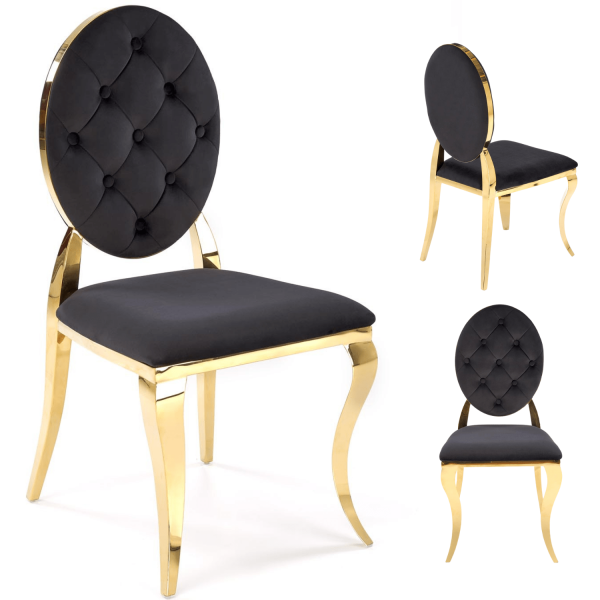 Krzesło Welurowe Modern Barock Do Salonu Glamour Czarne Złote Nogi K556 Halmar