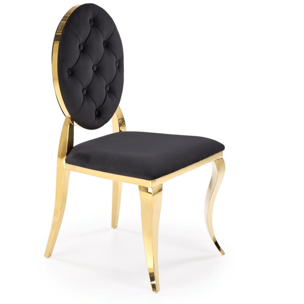 Krzesło Welurowe Modern Barock Do Salonu Glamour Czarne Złote Nogi K556 Halmar
