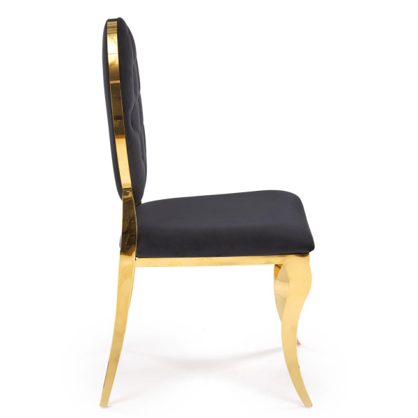Krzesło Welurowe Modern Barock Do Salonu Glamour Czarne Złote Nogi K556 Halmar