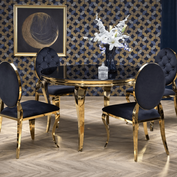 Krzesło Welurowe Modern Barock Do Salonu Glamour Czarne Złote Nogi K556 Halmar